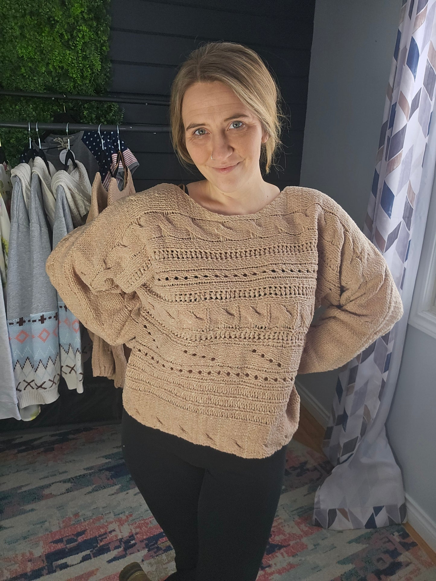 Easel Khaki Knit Sweater