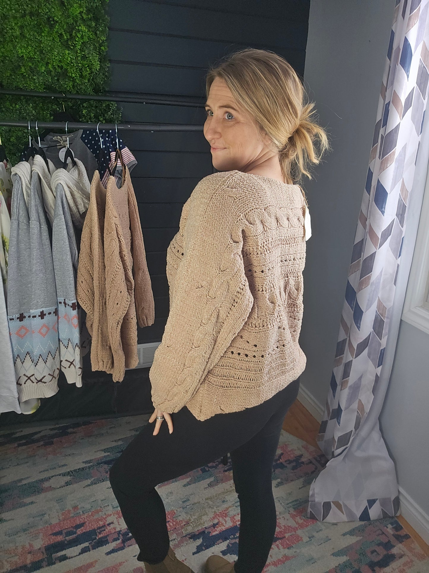 Easel Khaki Knit Sweater