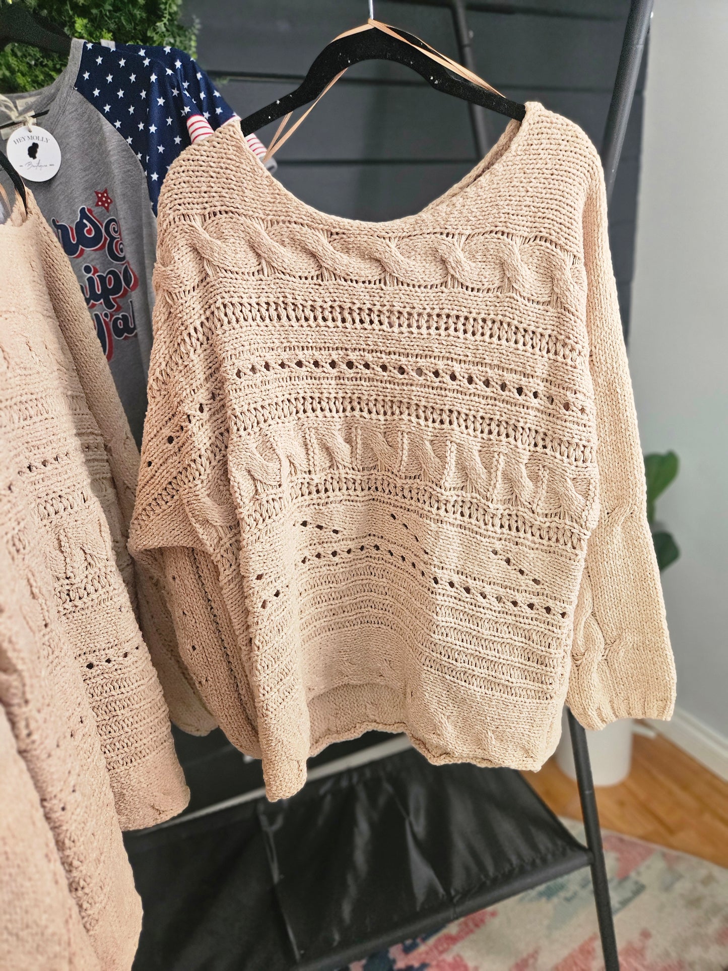 Easel Khaki Knit Sweater