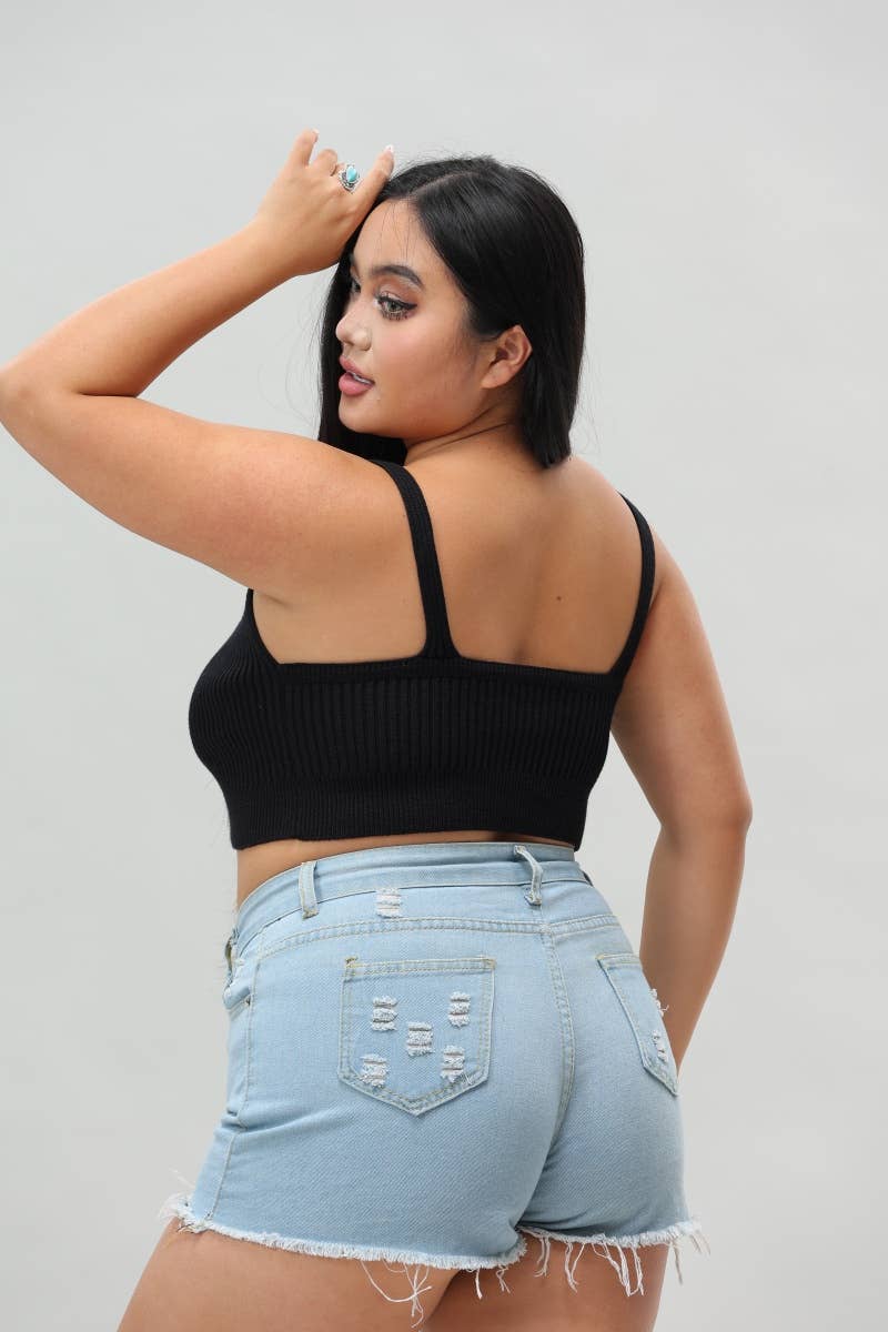 Plus Size Contour Rib Knit Brami Lounge Top