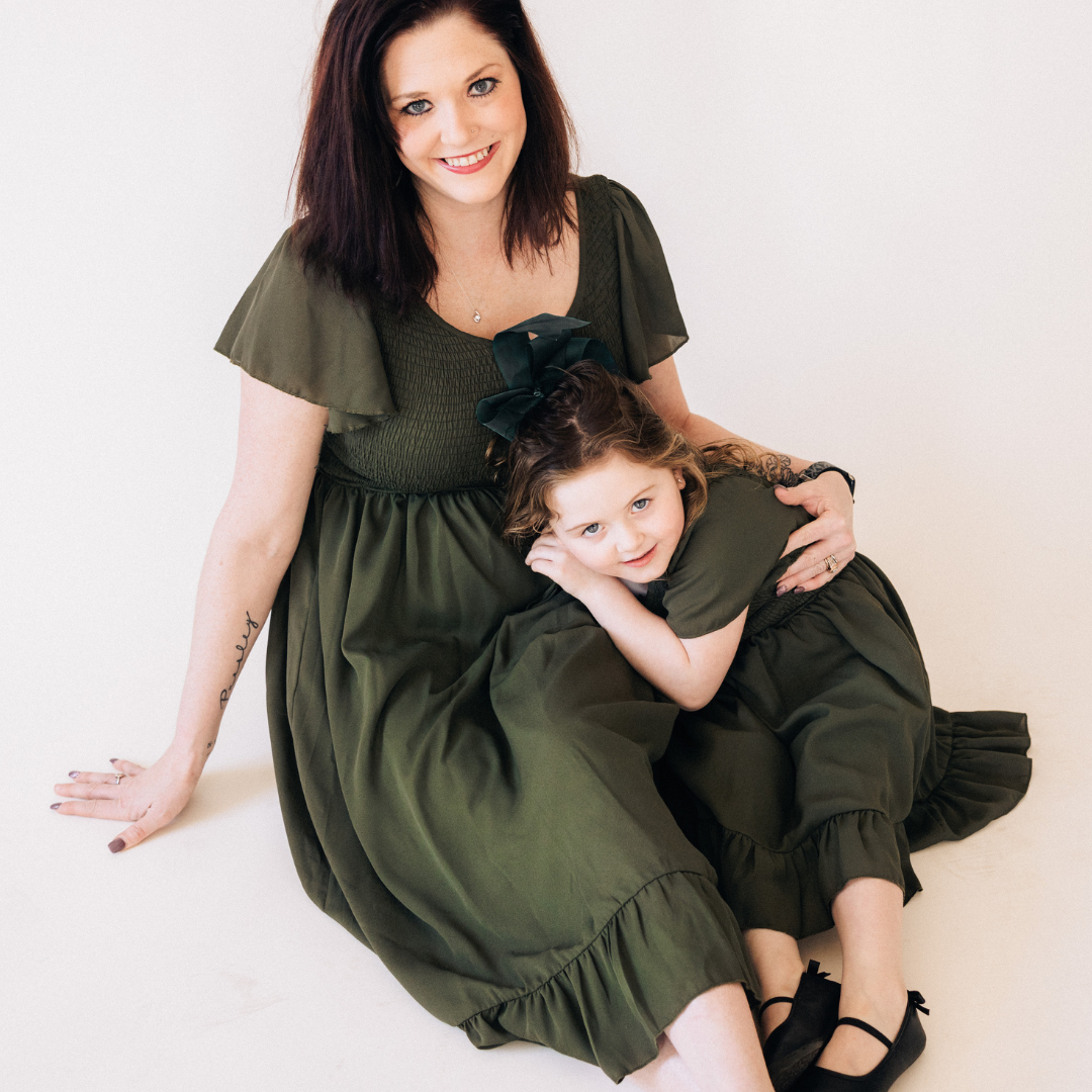 Dark Green Chiffon Dress - Women
