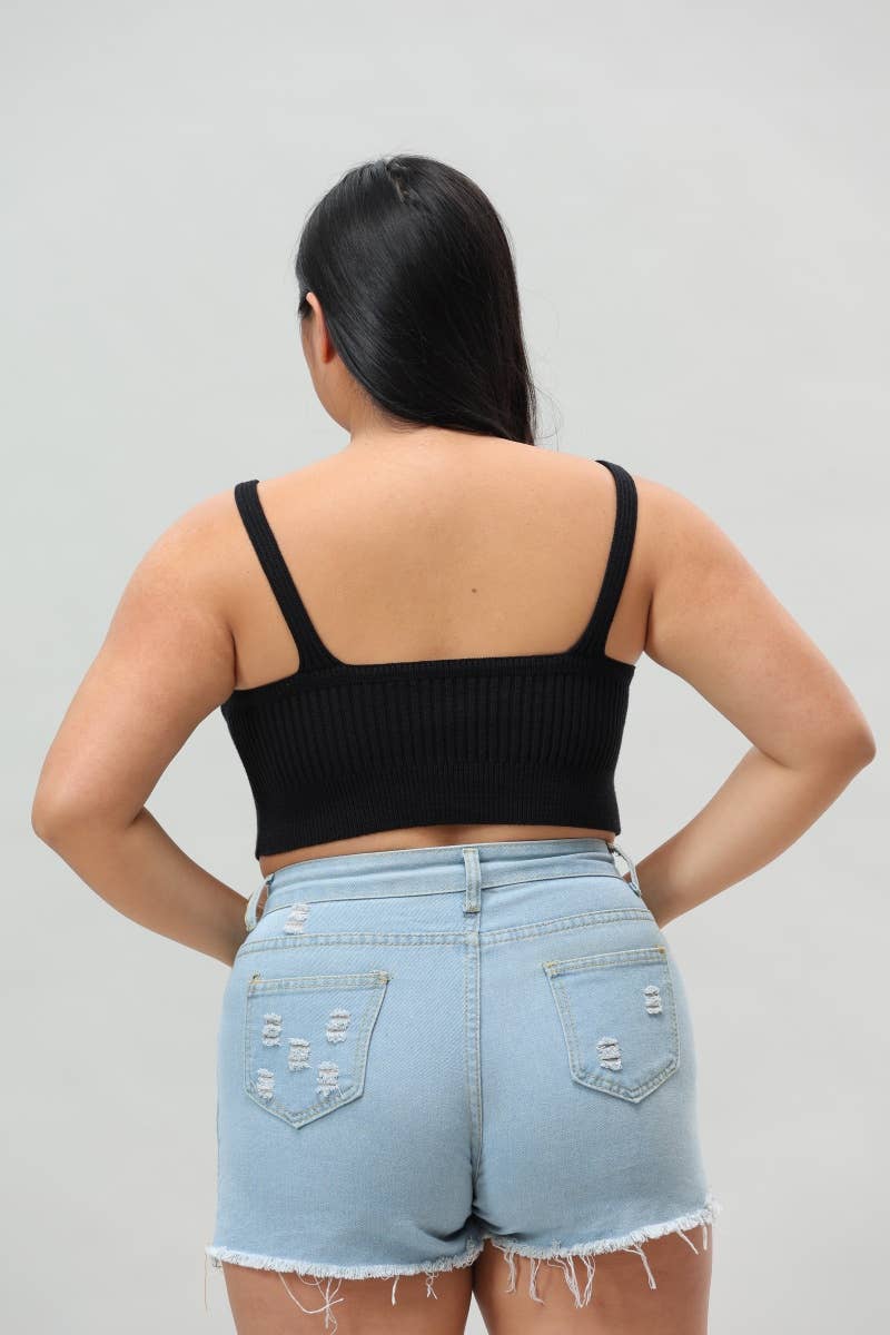 Plus Size Contour Rib Knit Brami Lounge Top