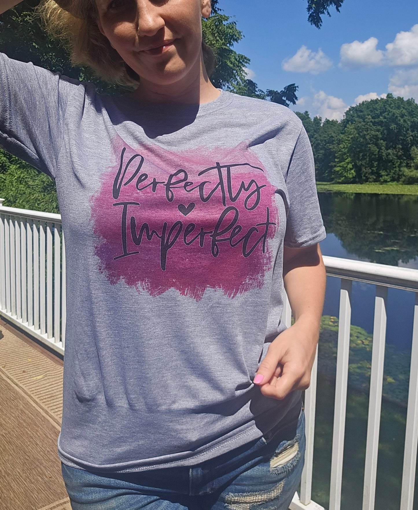 Heather Gray "Perfectly Imperfect" Graphic Tee