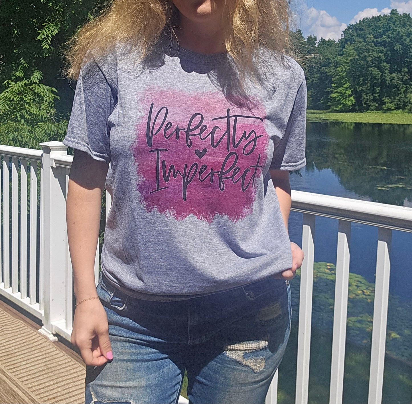 Heather Gray "Perfectly Imperfect" Graphic Tee