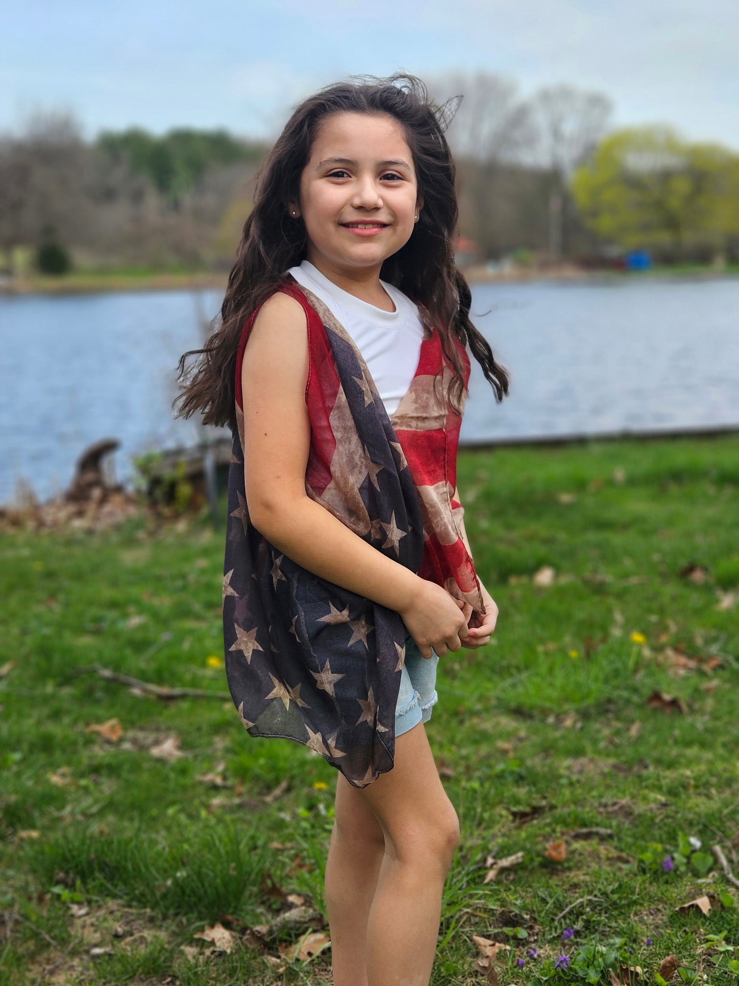 Girls' Vintage Stars & Stripes Vest: Patriotic / One Size