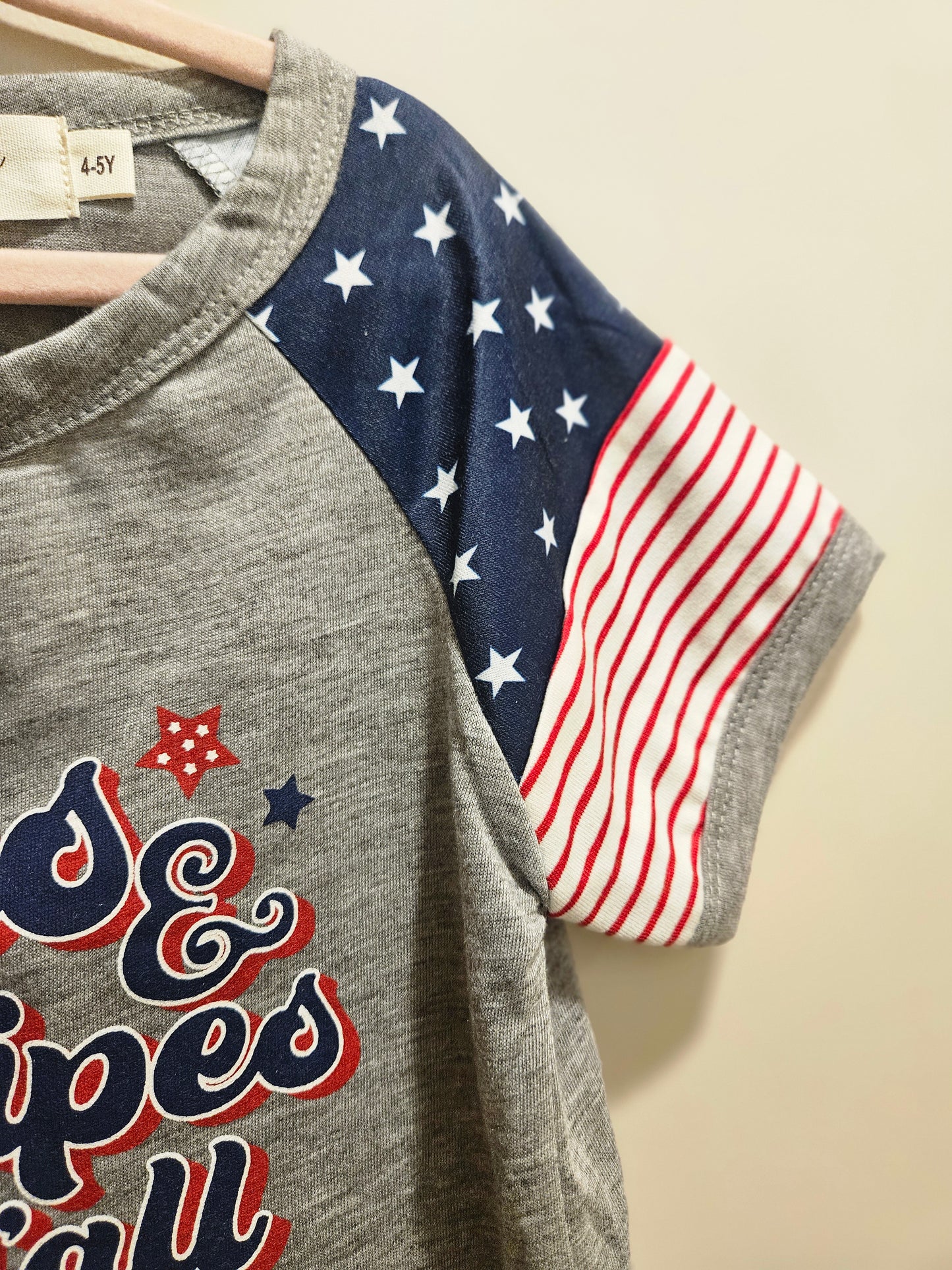 Girls Grey and Stars and Stripes Graphic Tee