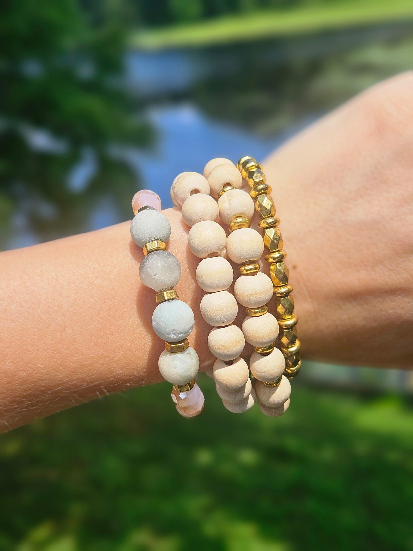 Boho Glow 4-Row Beaded Bracelet Stack
