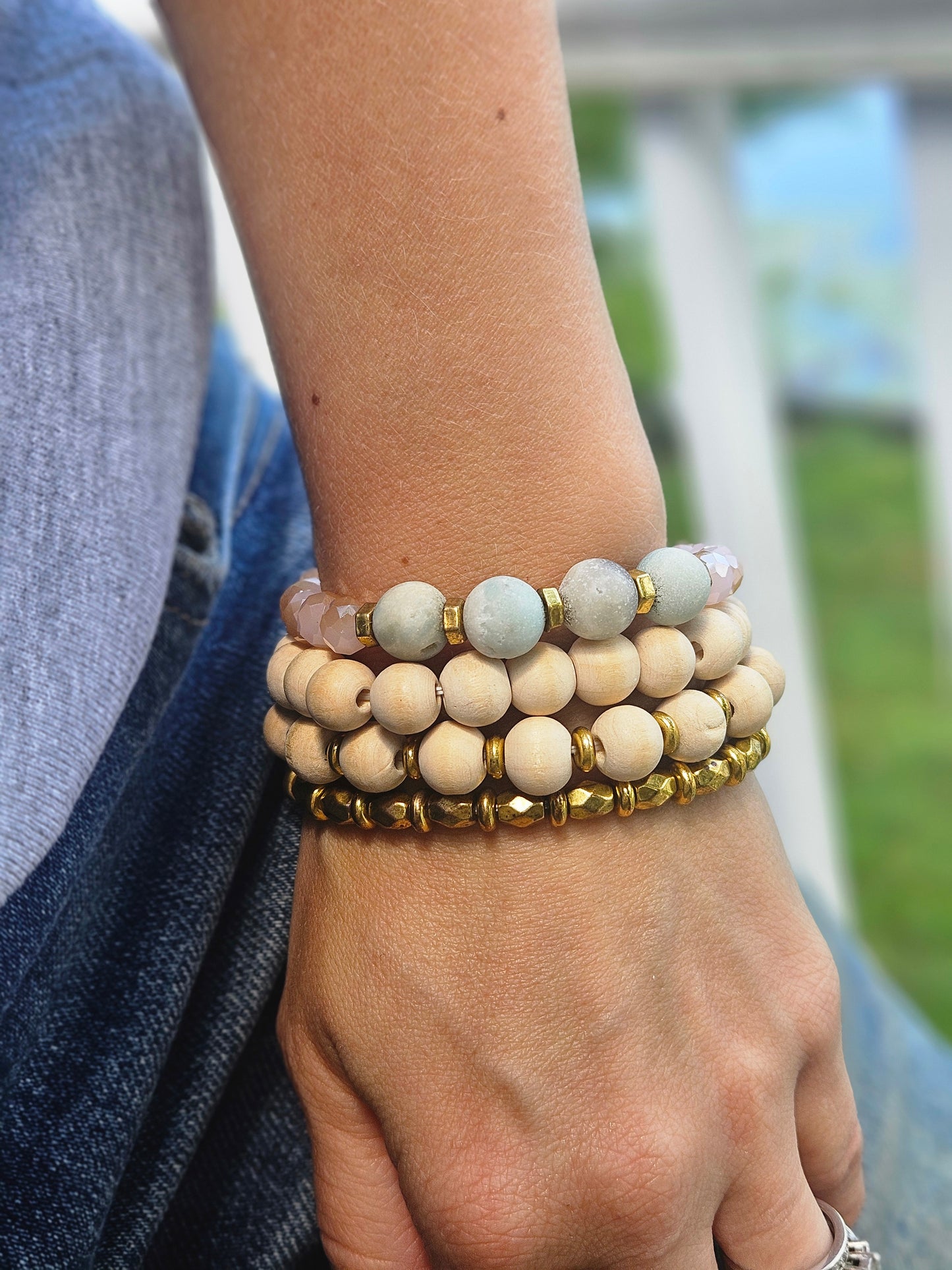 Boho Glow 4-Row Beaded Bracelet Stack