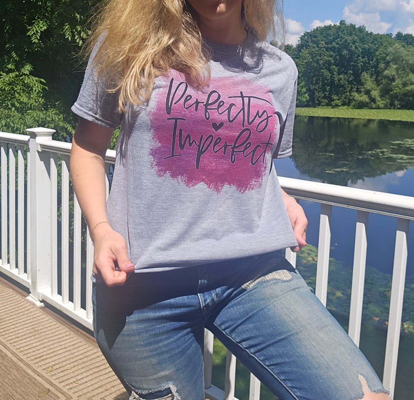 Heather Gray "Perfectly Imperfect" Graphic Tee