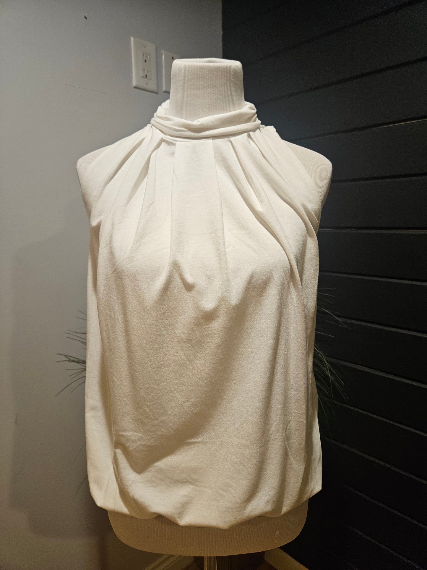 Zenana Ivory Mock Neck Sleeveless Tank Top