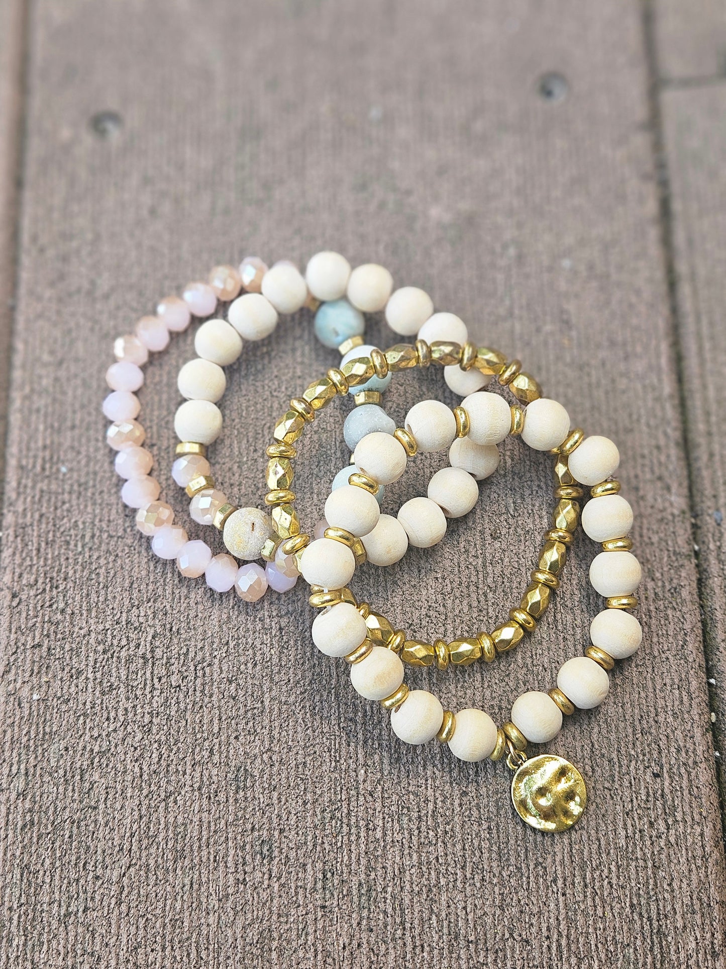 Boho Glow 4-Row Beaded Bracelet Stack