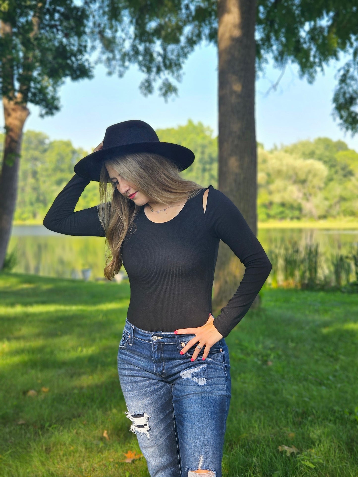 Black bodysuit with Slit