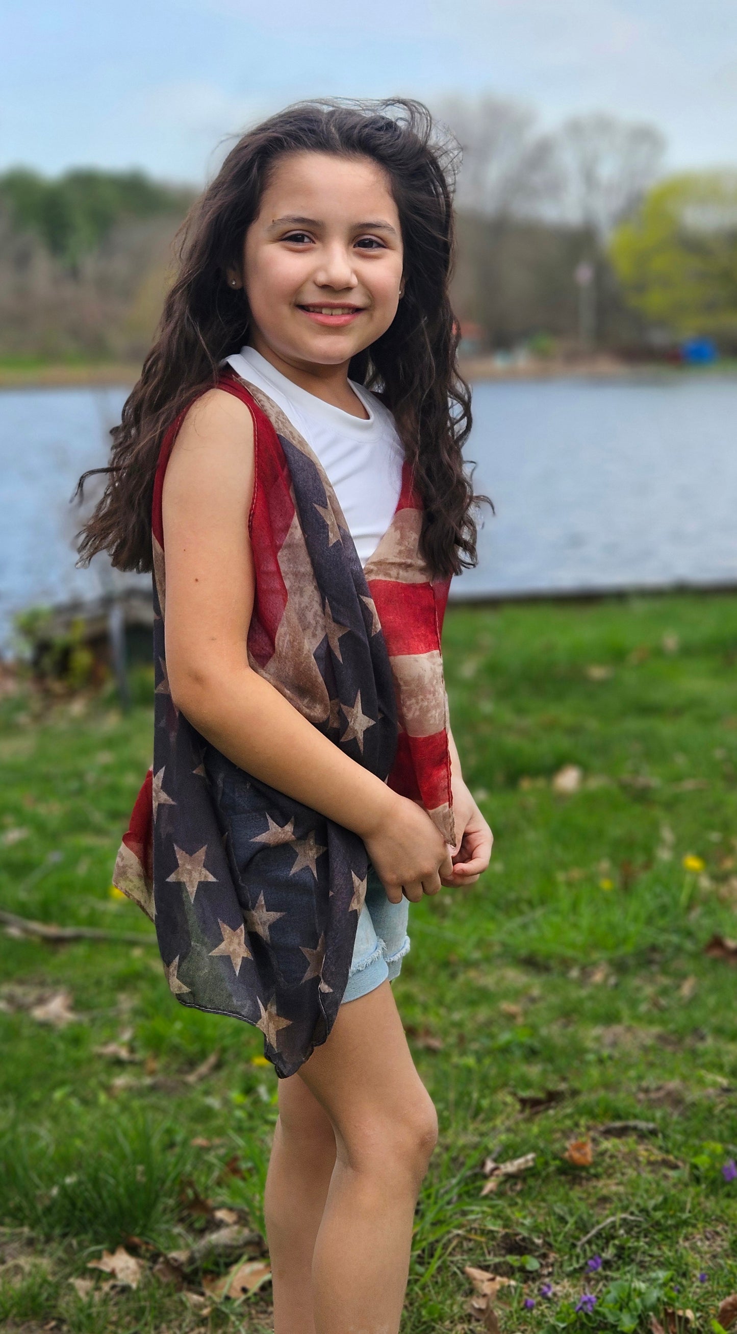 Girls' Vintage Stars & Stripes Vest: Patriotic / One Size