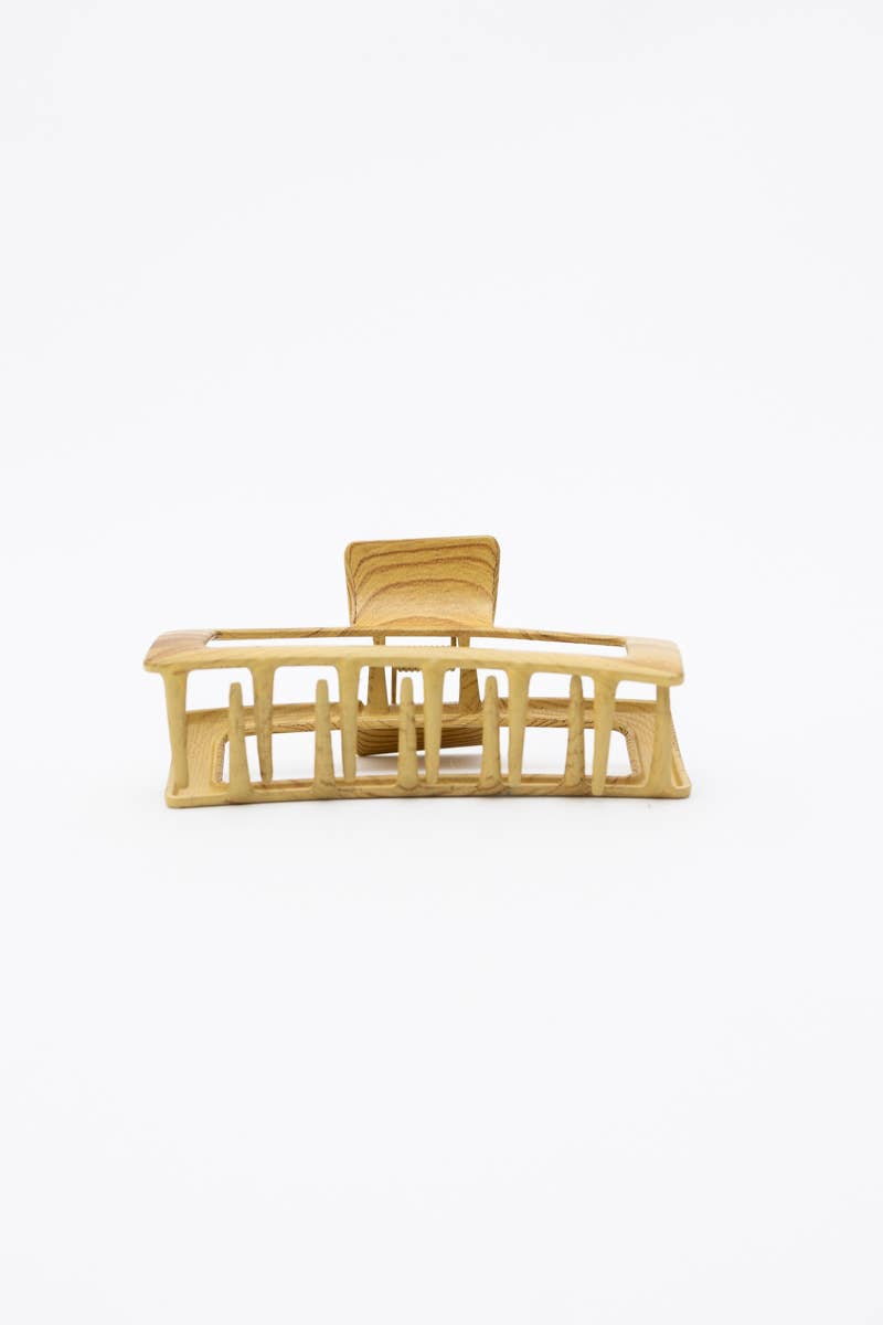 Retro Wood Print Metal Hair Claw Clip