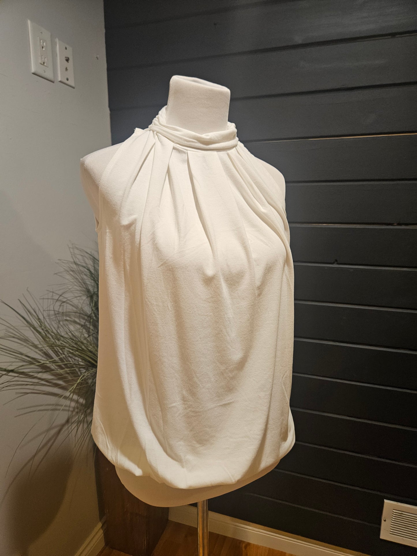 Zenana Ivory Mock Neck Sleeveless Tank Top
