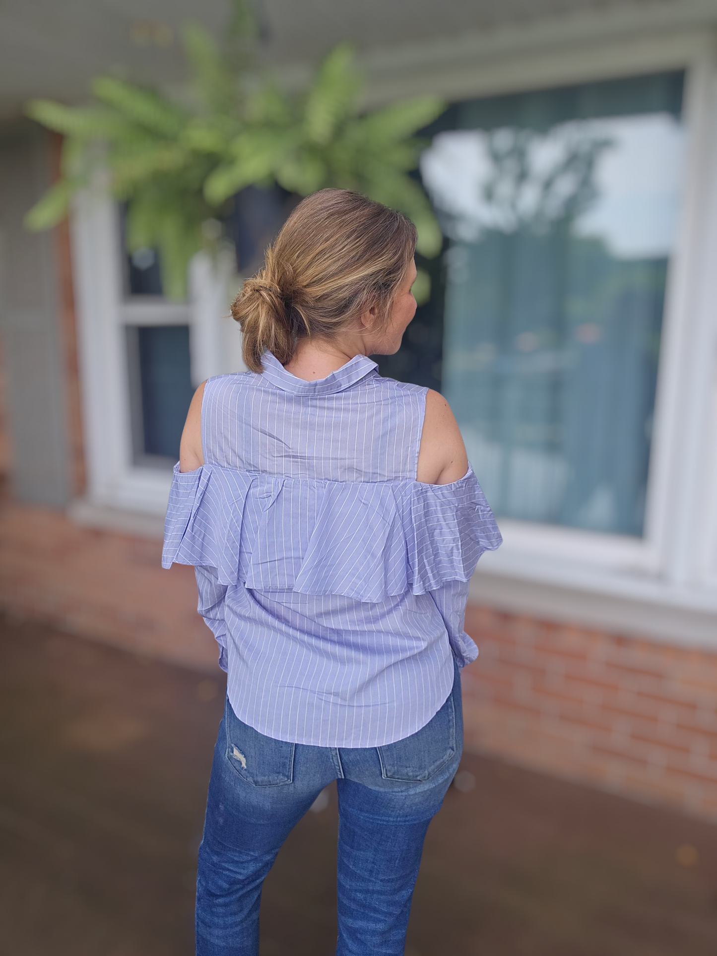 Cold-Shoulder Ruffle Blouse