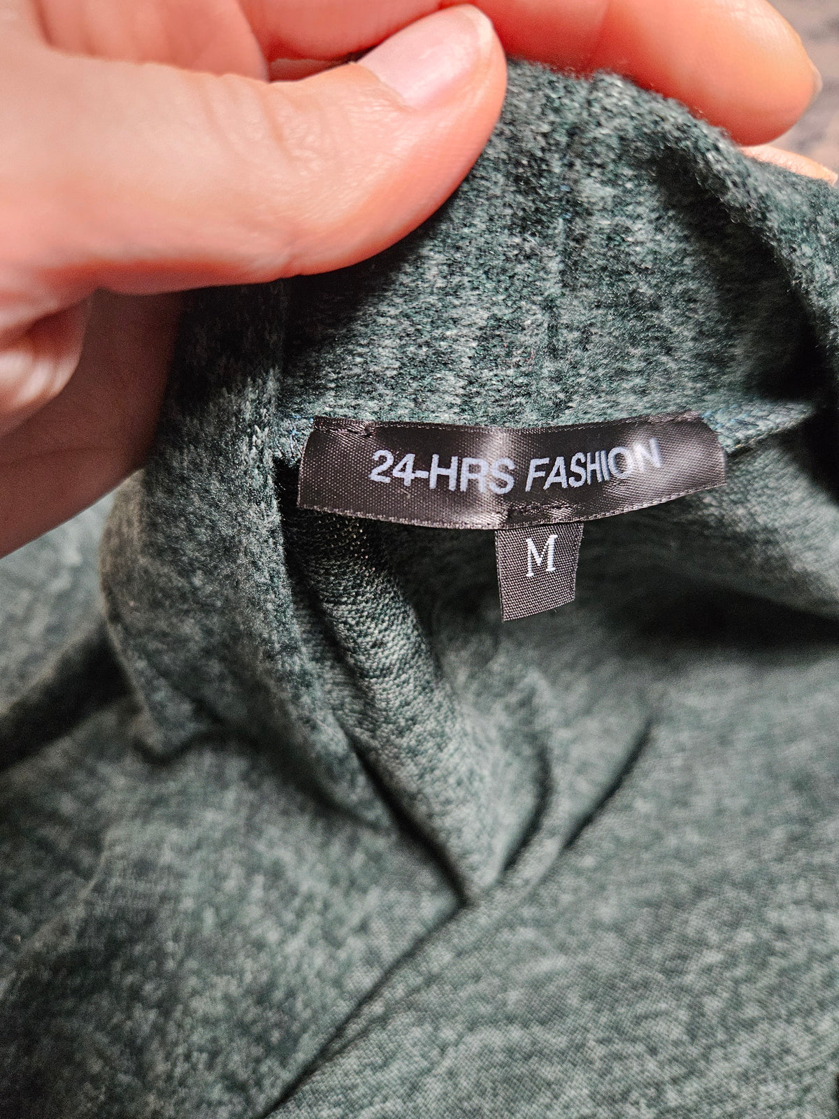 Womans Medium Dark Green Open Cardigan