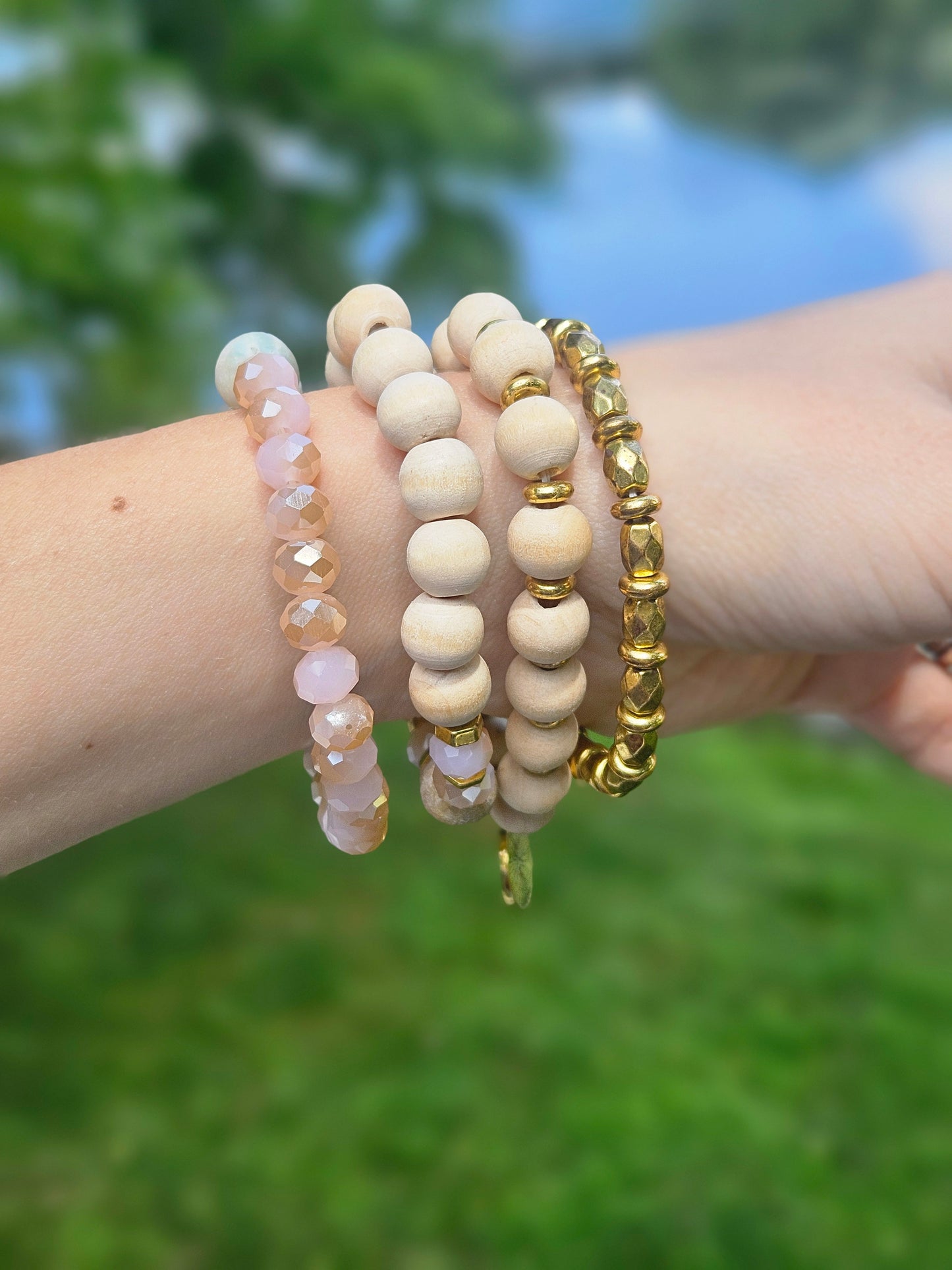 Boho Glow 4-Row Beaded Bracelet Stack