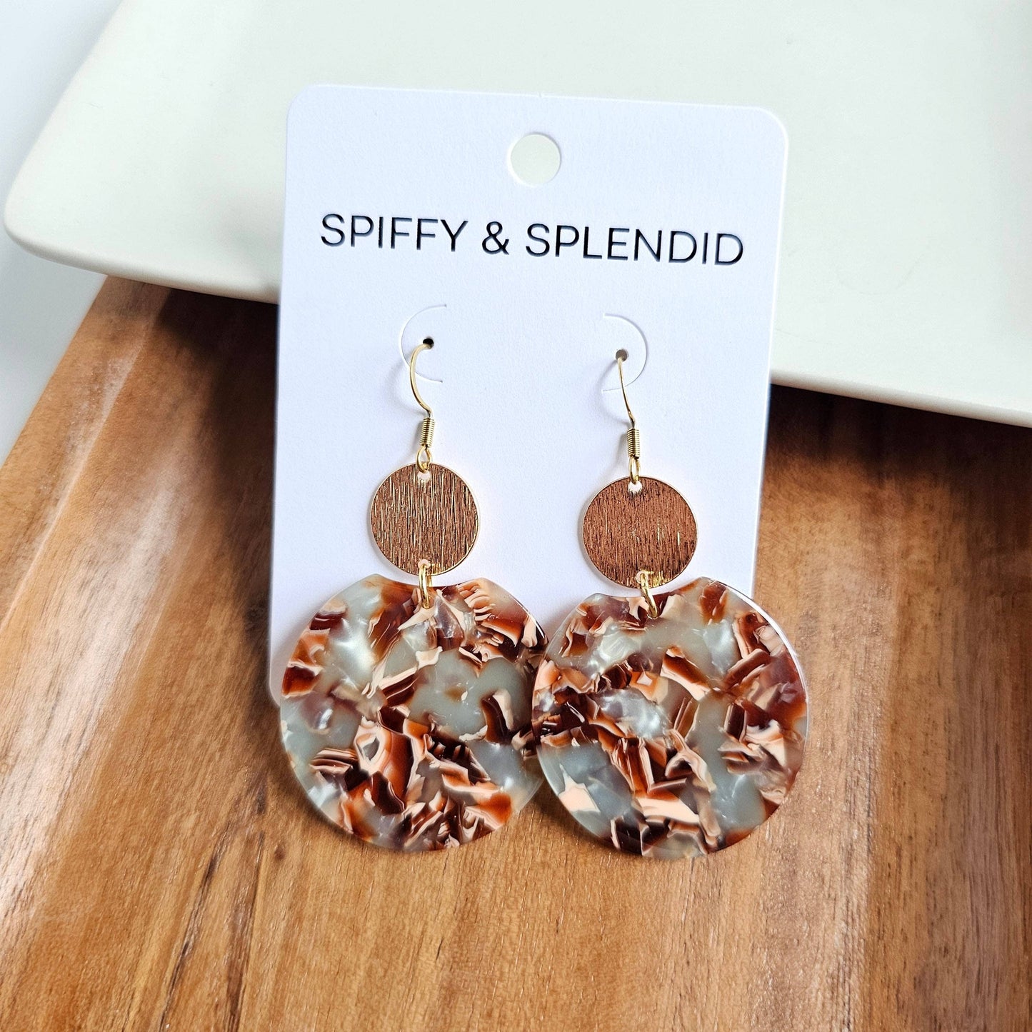 Zoey Earrings - Seafoam & Rust