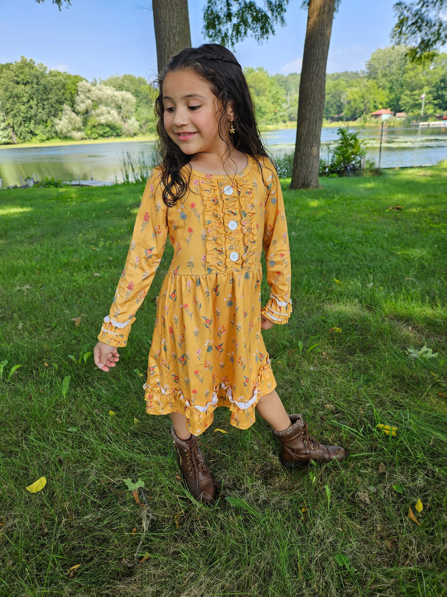 Mustard Yellow Ruffle Dress