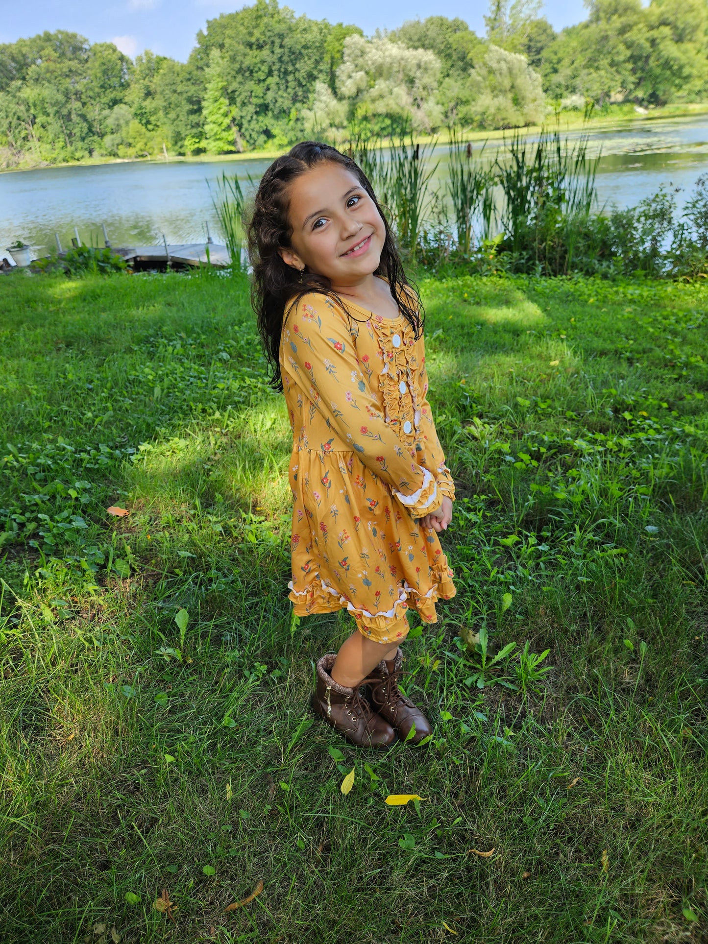 Mustard Yellow Ruffle Dress