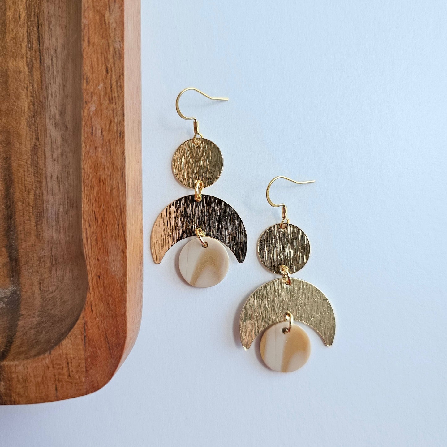 Eclipse Earrings - Golden Ivory // Fall, Moon, Jewelry