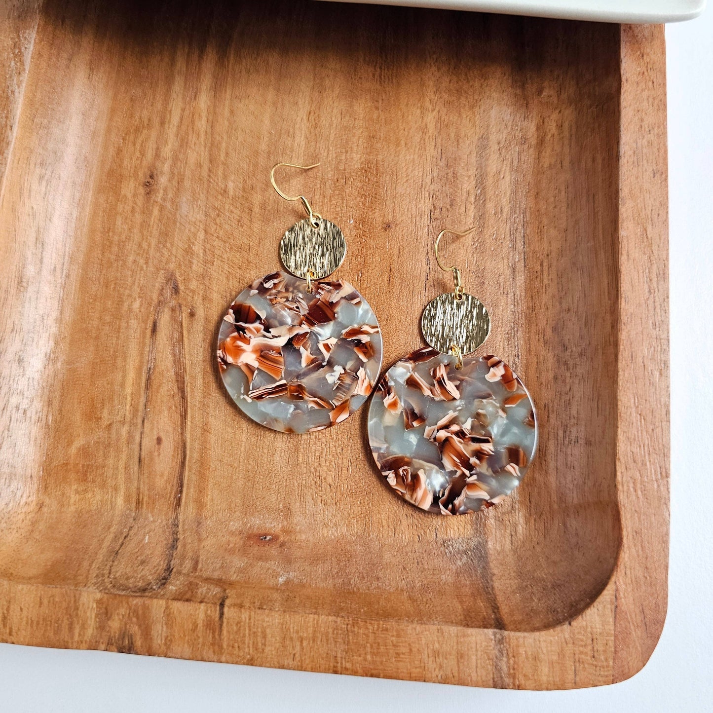 Zoey Earrings - Seafoam & Rust