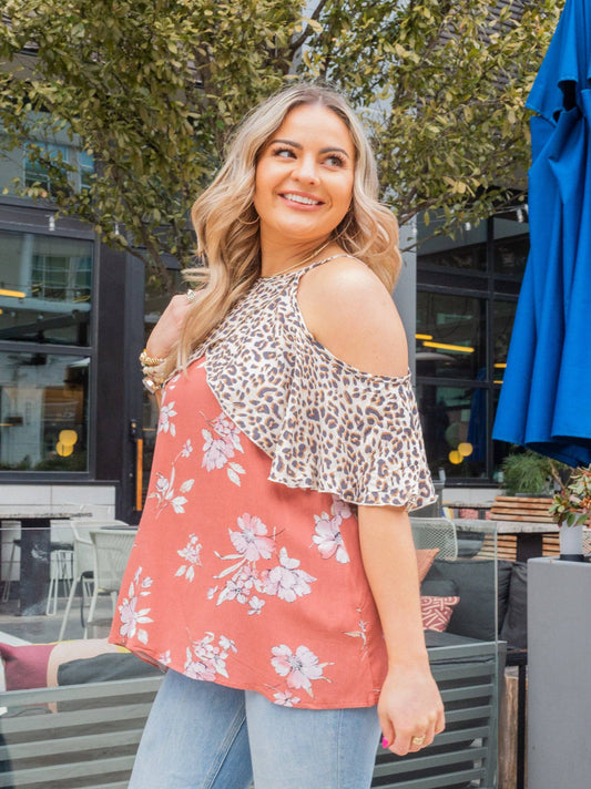 Sweeter Than The Rest Burnt Sienna Mixed Print Sleeveless Blouse