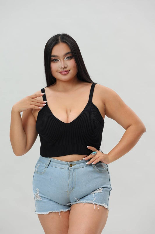Plus Size Contour Rib Knit Brami Lounge Top