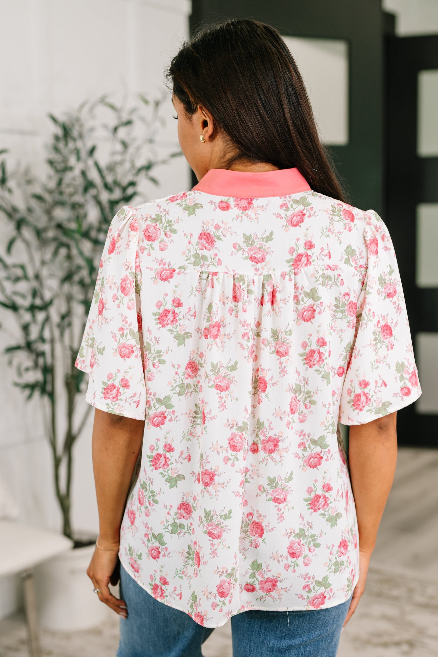 Blooming Season Split Neck Floral Blouse