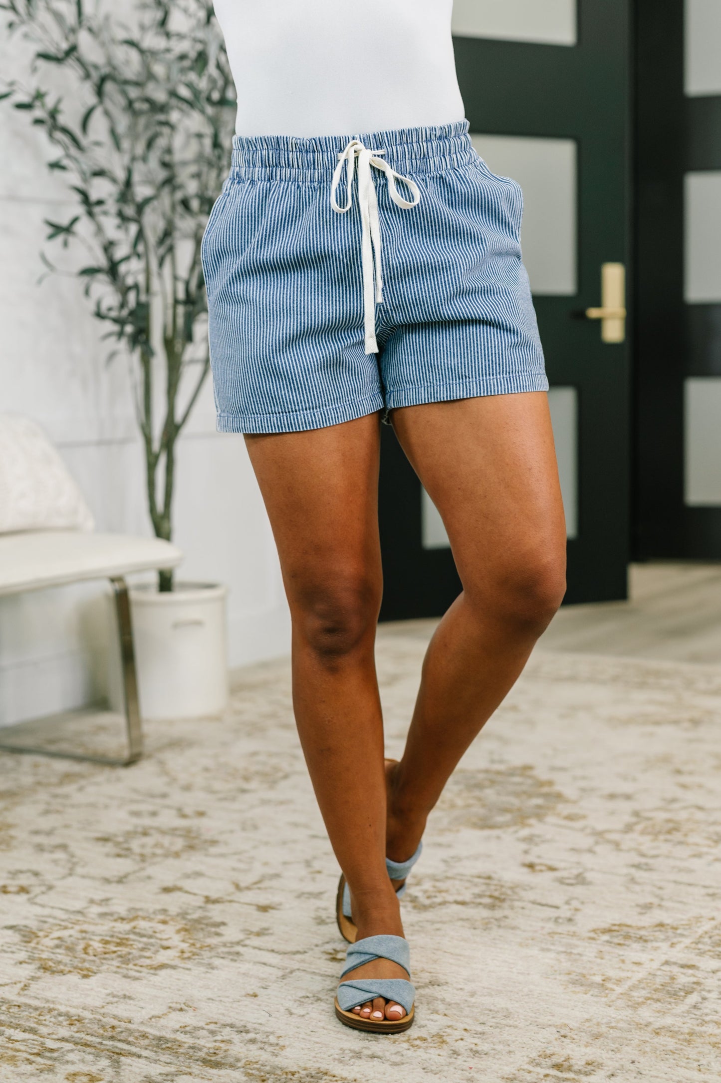 Boardwalk Talks Drawstring Shorts in Dark Blue