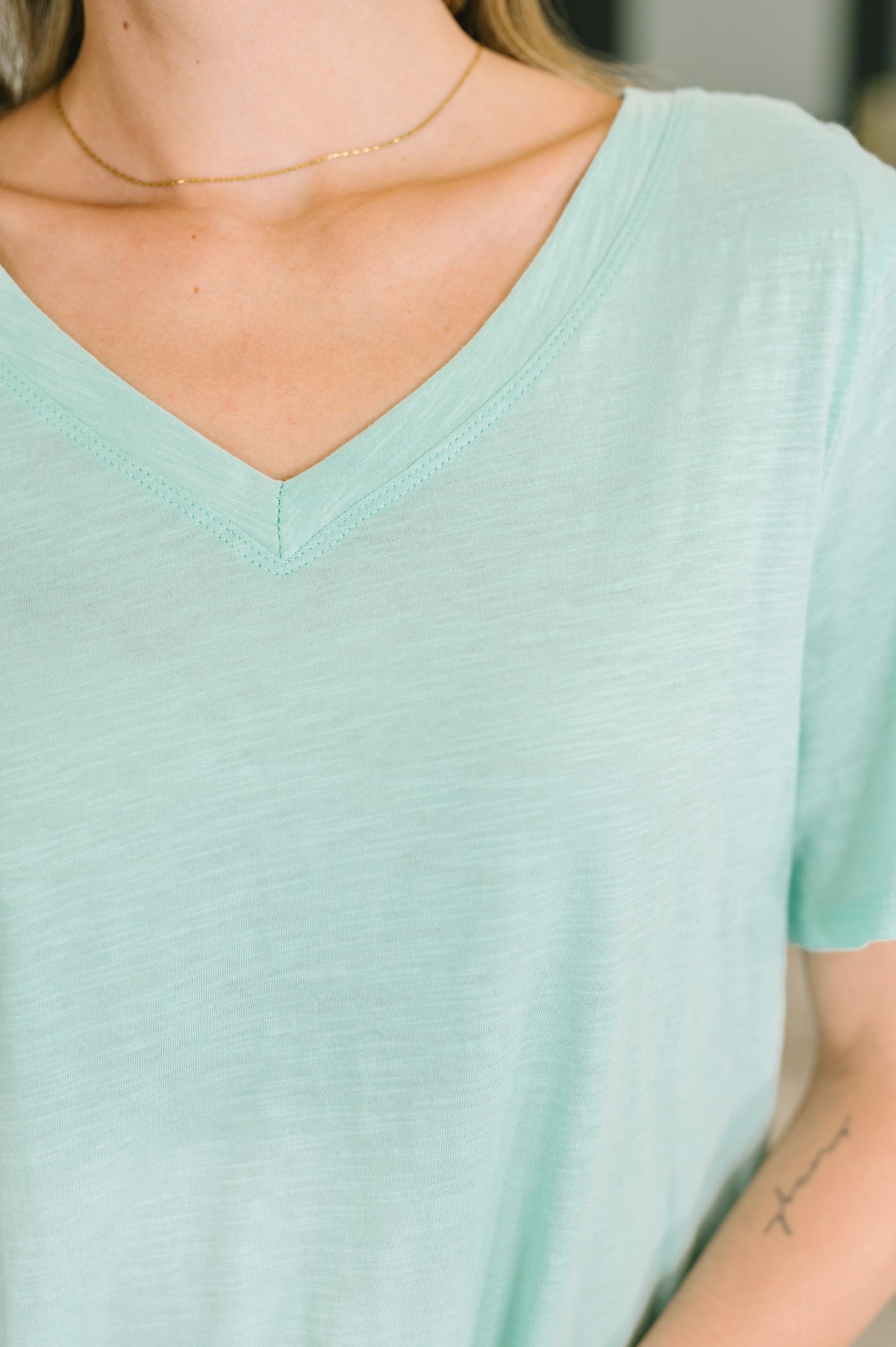 I Don't Have to Choose V-Neck Tee in Mint
