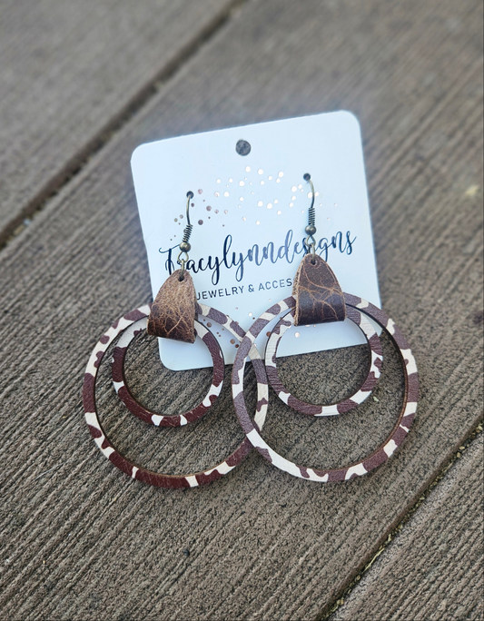 Wild Style Triple Hoop Leather Earrings