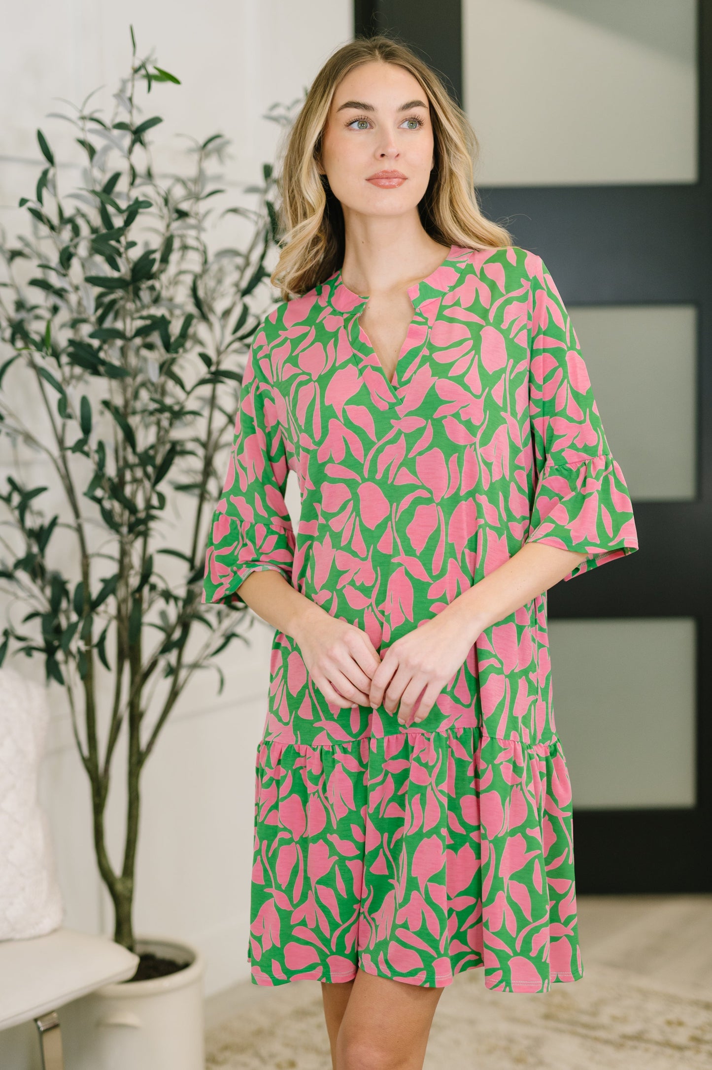 Lizzy Sunday Dress in Emerald Abstract Floral- 7/20/2026