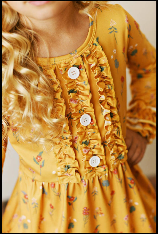 Mustard Yellow Ruffle Dress