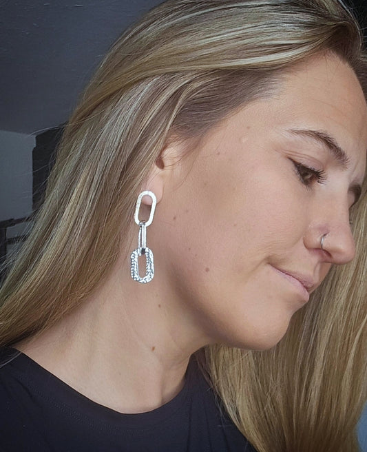 Silver Paperclip Dangle Earrings