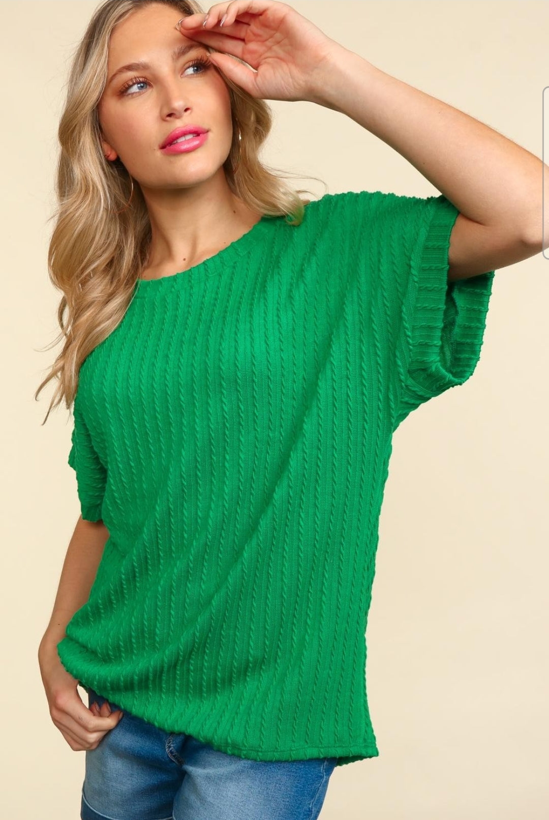 Dolman Cable Knit Sweater Top