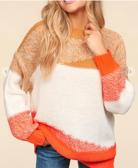 Orange, Gold, and White Knit Sweater