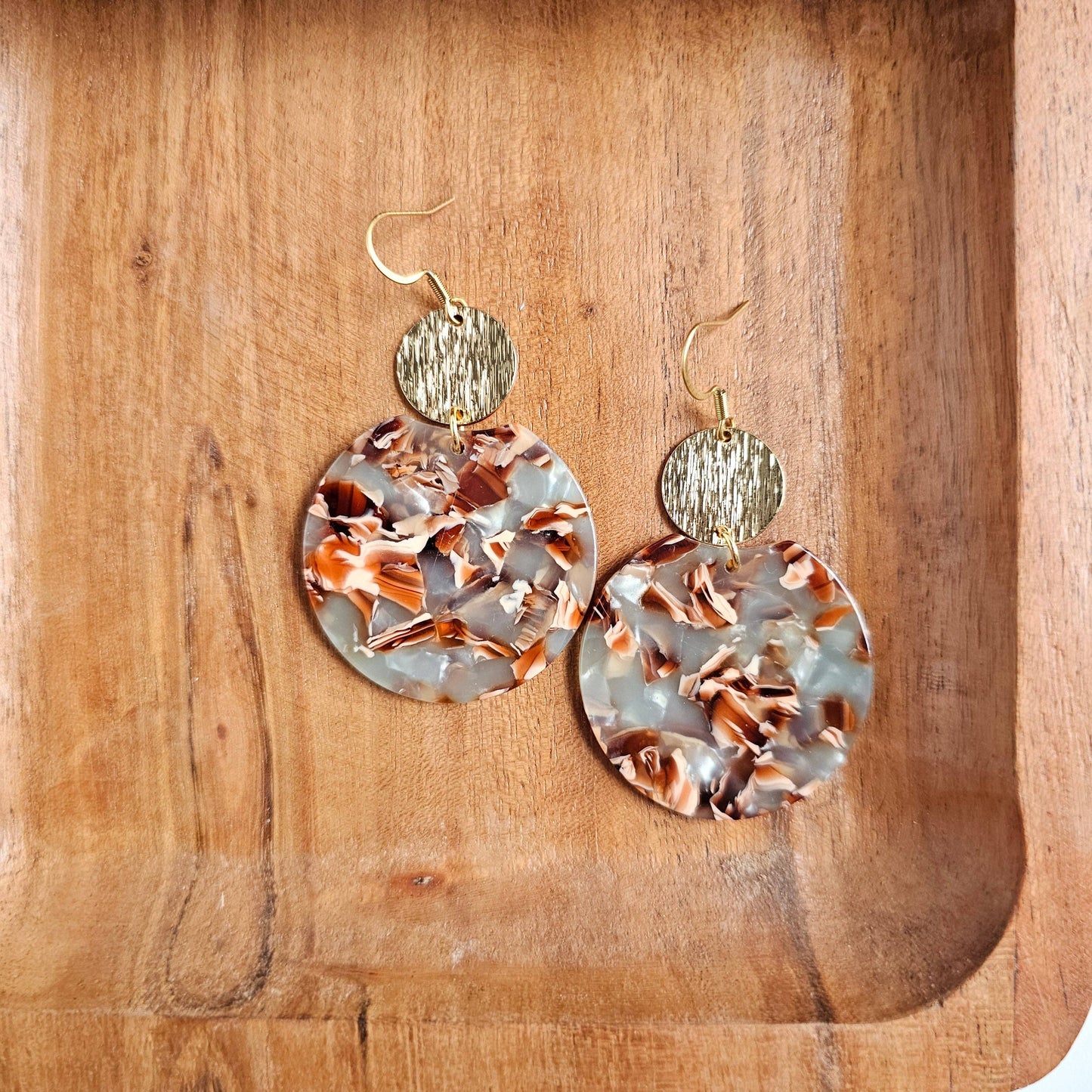 Zoey Earrings - Seafoam & Rust