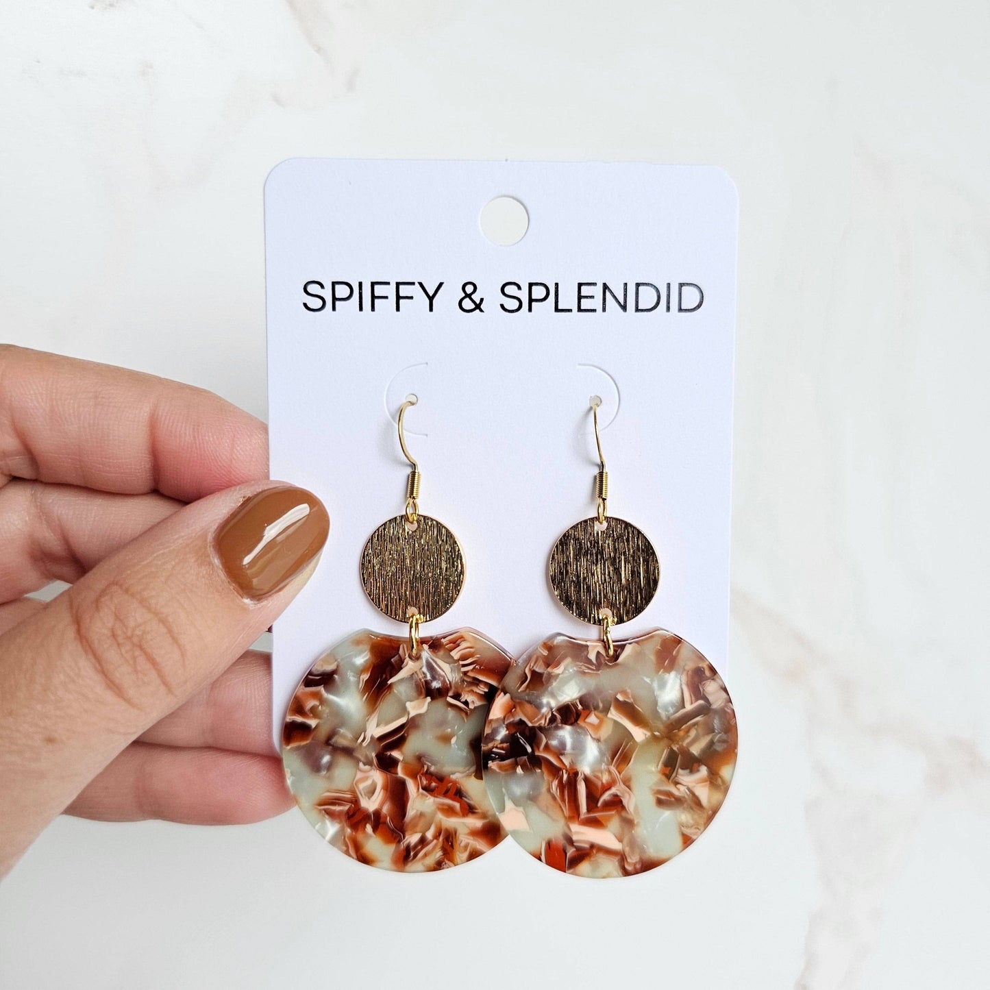 Zoey Earrings - Seafoam & Rust