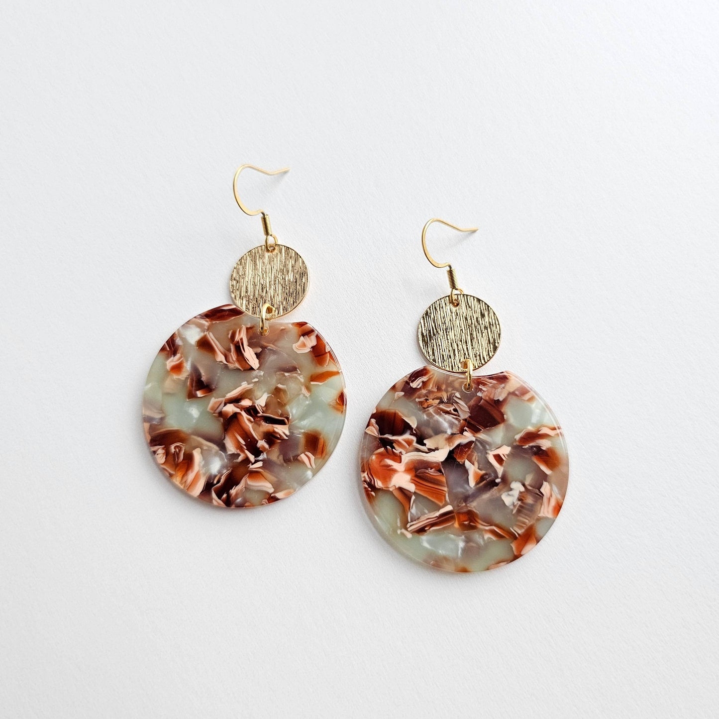 Zoey Earrings - Seafoam & Rust