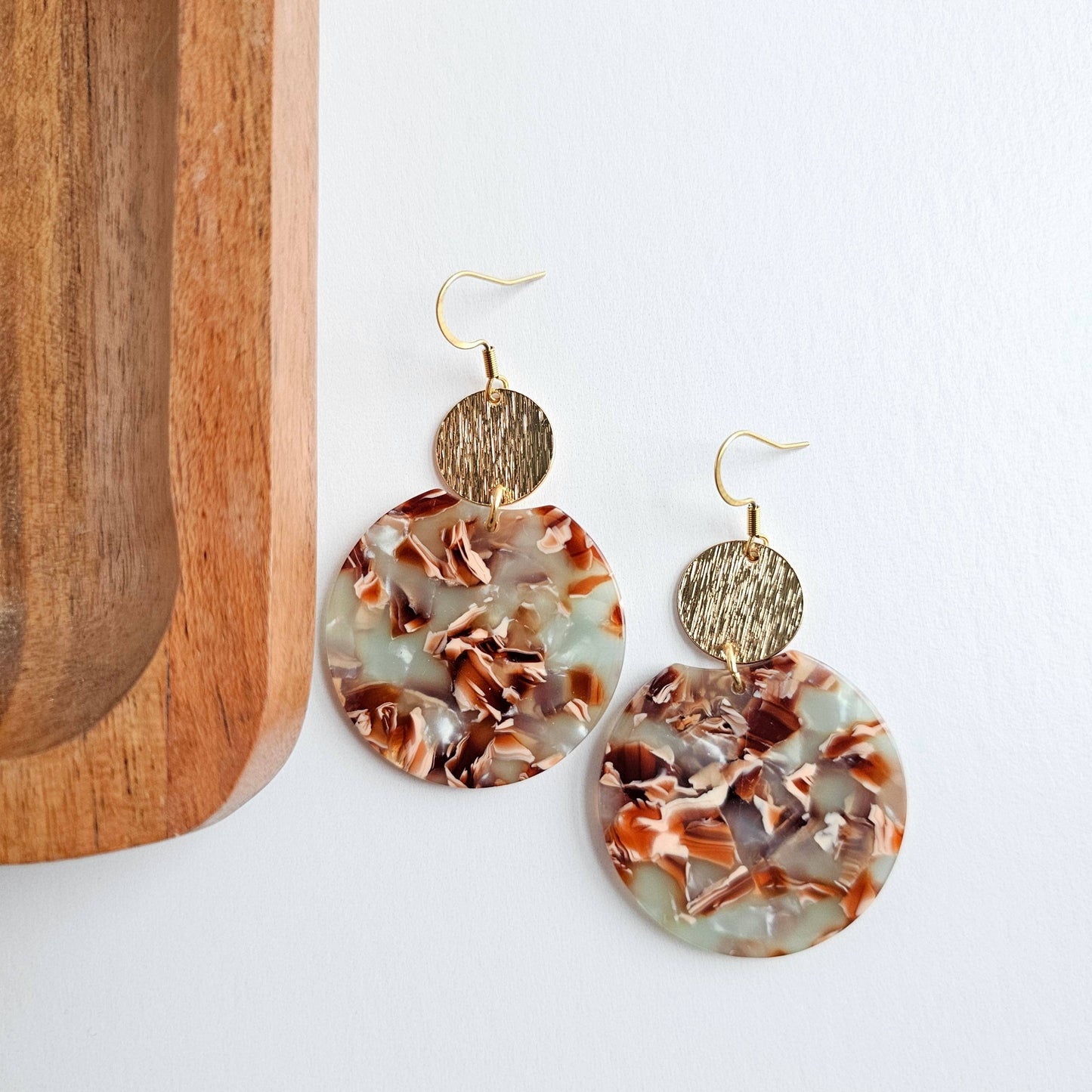 Zoey Earrings - Seafoam & Rust