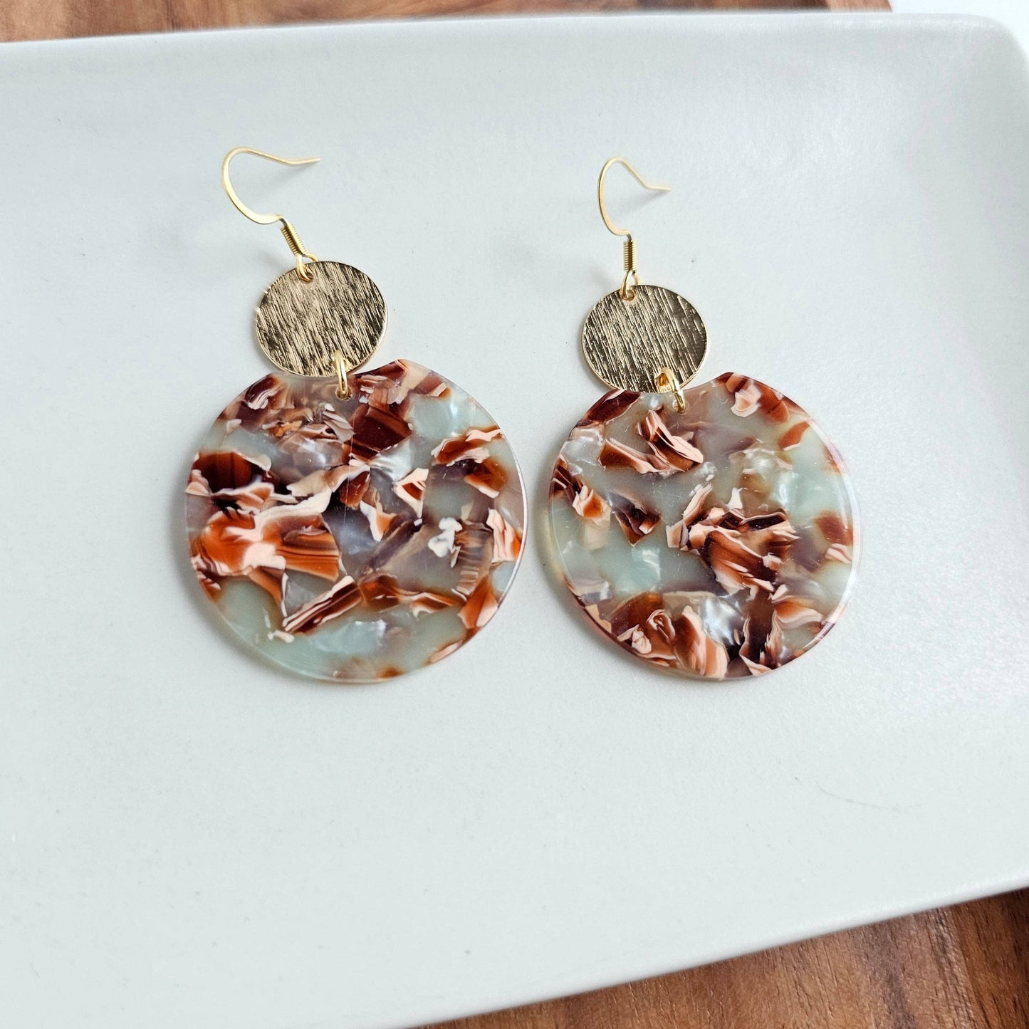 Zoey Earrings - Seafoam & Rust