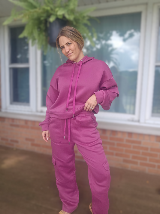 Fuchsia Fleece-Lined Tracksuit for Women