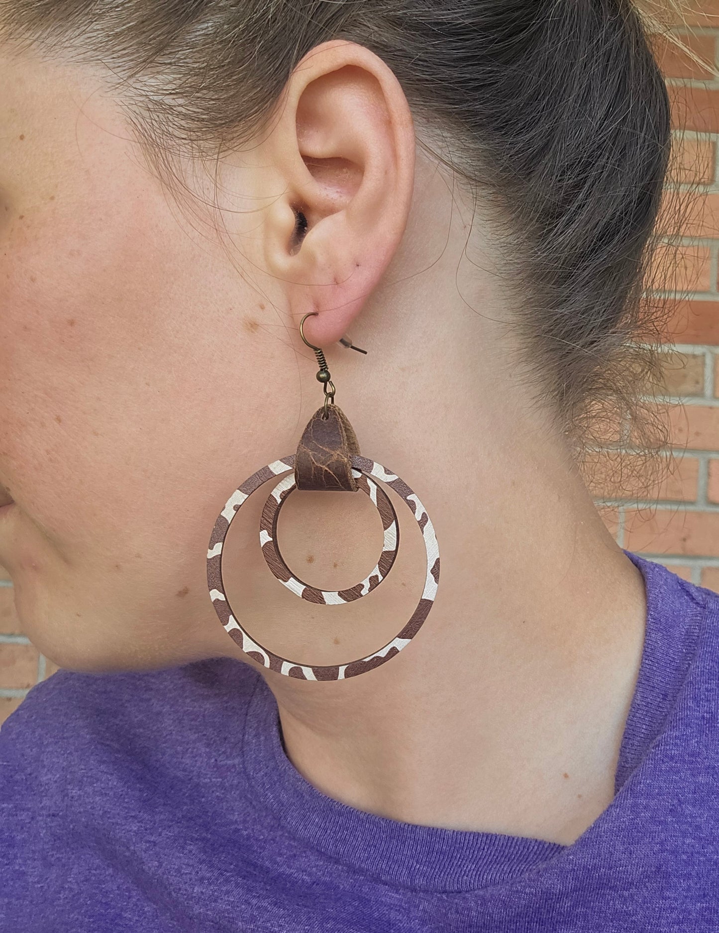 Wild Style Triple Hoop Leather Earrings