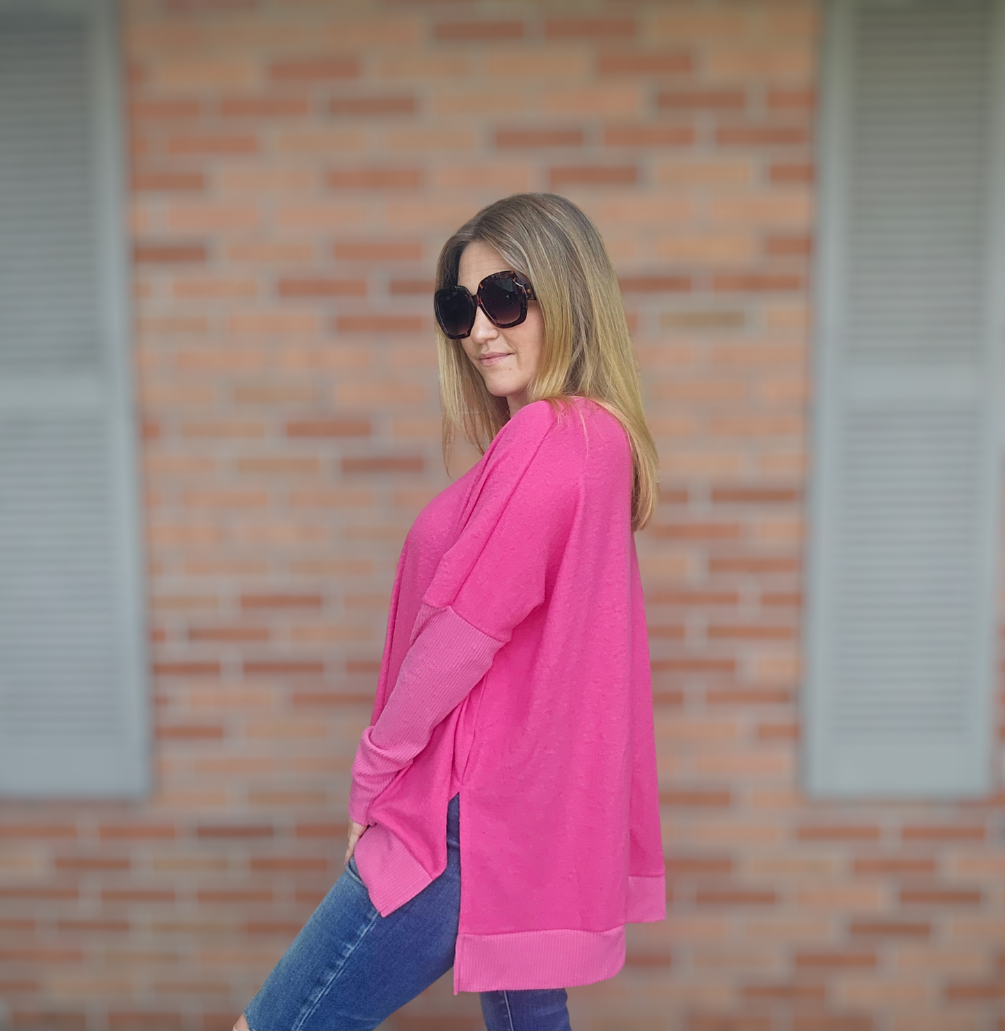 Bright Pink Oversized Knit Sweater