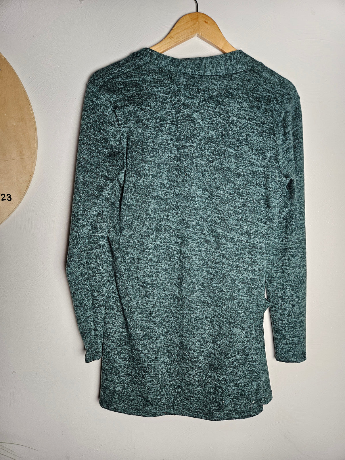 Womans Medium Dark Green Open Cardigan