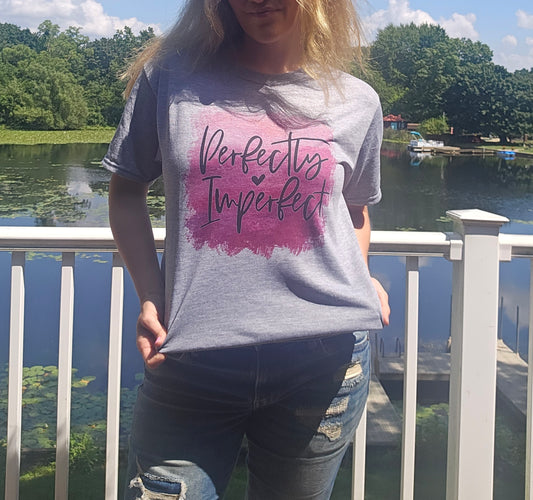 Heather Gray "Perfectly Imperfect" Graphic Tee