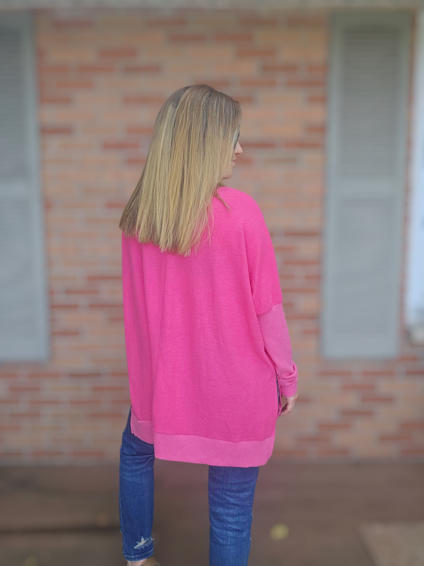 Bright Pink Oversized Knit Sweater