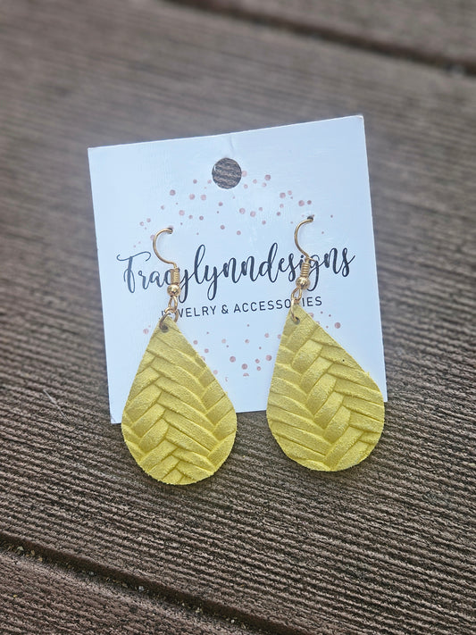 Gold-Tone Leaf Teardrop Earrings | Textured Drop Jewelry